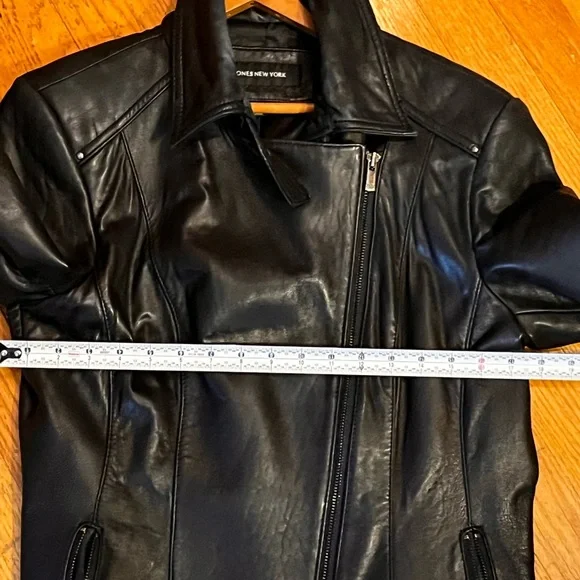 Vintage Butter Jones New York Women’s 100% Black Leather Lined Moto Jacket Large - Picture 15 of 16